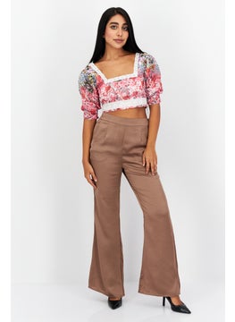 Hope & Ivy Women Square Neck Long Sleeves Floral Print Top, Pink Combo  - Image 4
