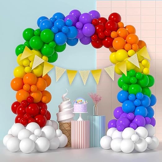BRIJBAZAAR Cardstock Rainbow Theme Birthday Balloons-Pack Of 73 Birthday Decoration Items|Multicolor Balloon Decoration For Birthday|Birthday Decoration Items For Kids|Rainbow Balloons For Birthday - Image 1