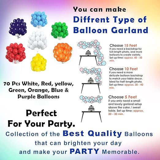 BRIJBAZAAR Cardstock Rainbow Theme Birthday Balloons-Pack Of 73 Birthday Decoration Items|Multicolor Balloon Decoration For Birthday|Birthday Decoration Items For Kids|Rainbow Balloons For Birthday - Image 4