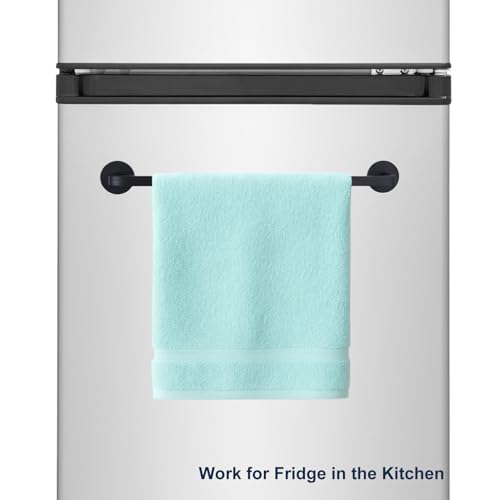 JAZBREY 14 Inch Magnetic Towel Holder for Refrigerator, Heavy Duty Magnetic Towel Bar for Kitchen Dishwasher, Oven, Fridge, Washing Machine, Strong Magnet, Rustproof Aluminum, Black, Pack of 1 - Image 2