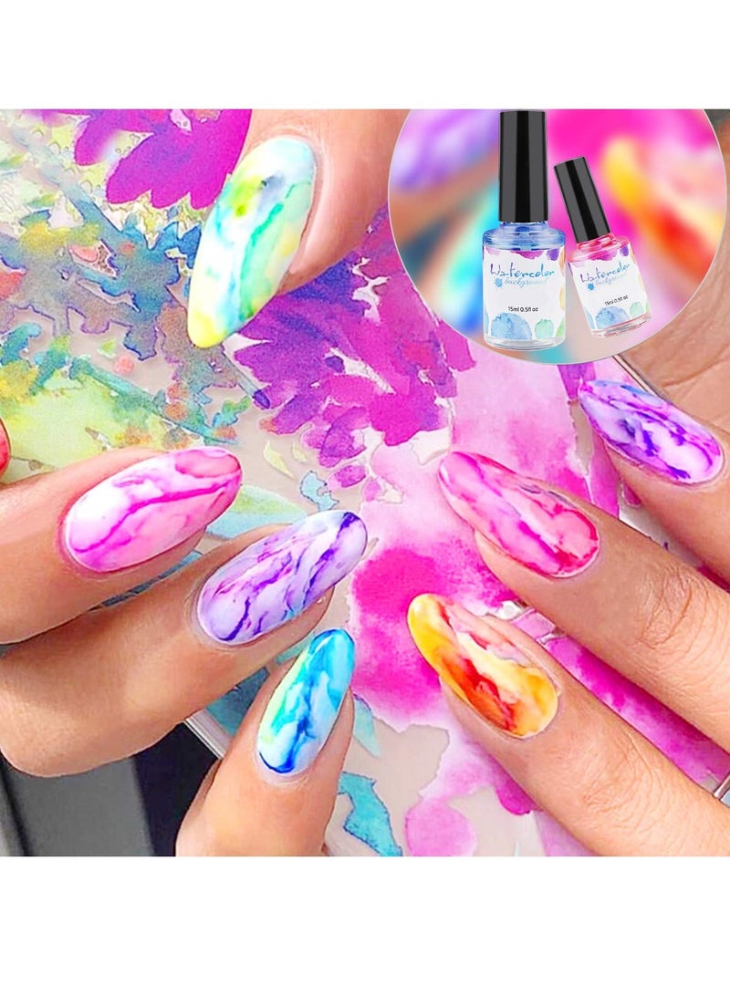 Watercolor Blossom Gel Nail Polish Set, Marble Gradient Nail Art for Women and Girls, Perfect for Creative Nail Designs - Image 3