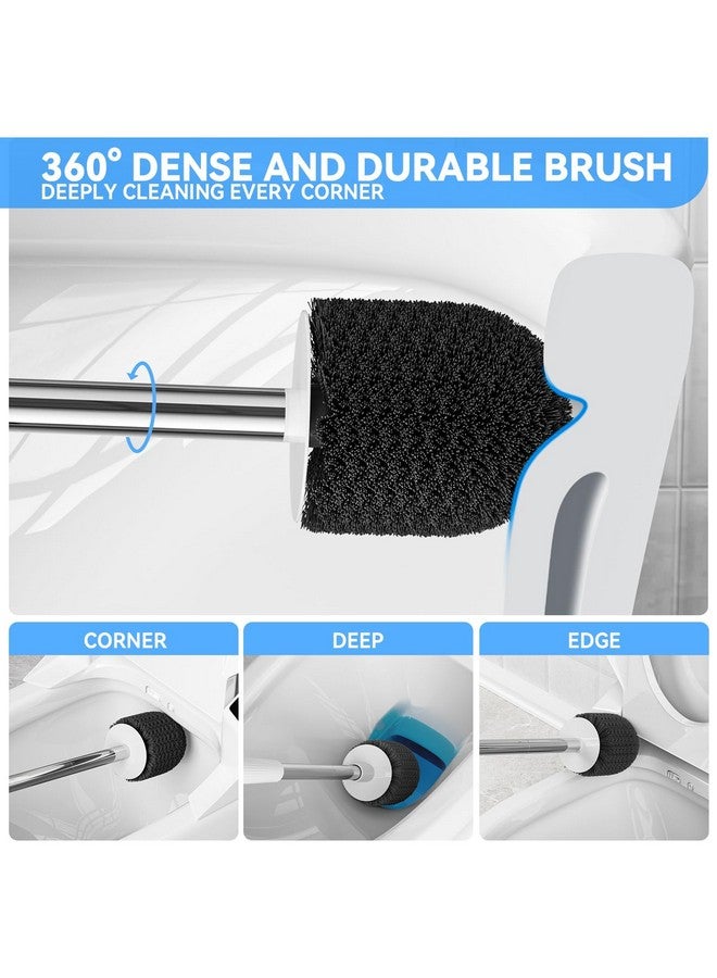 LOVLOY Toilet Brush, Toilet Brush and Holder with 304 Stainless Steel Handle, Space Saving Toilet Bowl Brush for Storage, Durable Bristles Toilet Scrubber for Bathroom Cleaning (1, White) - Image 3