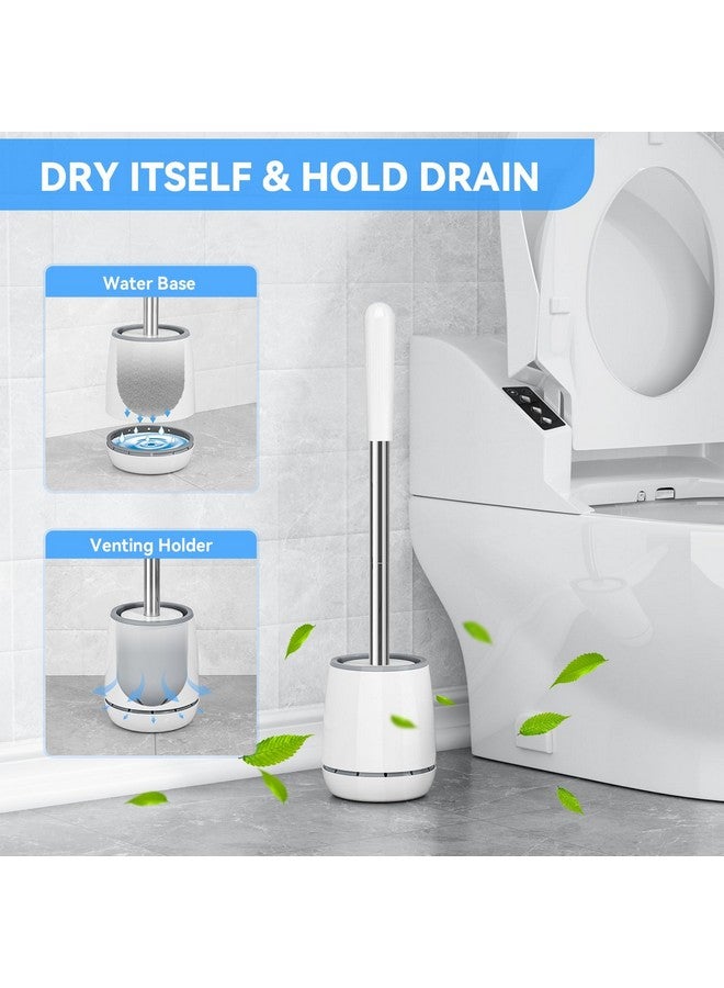 LOVLOY Toilet Brush, Toilet Brush and Holder with 304 Stainless Steel Handle, Space Saving Toilet Bowl Brush for Storage, Durable Bristles Toilet Scrubber for Bathroom Cleaning (1, White) - Image 5