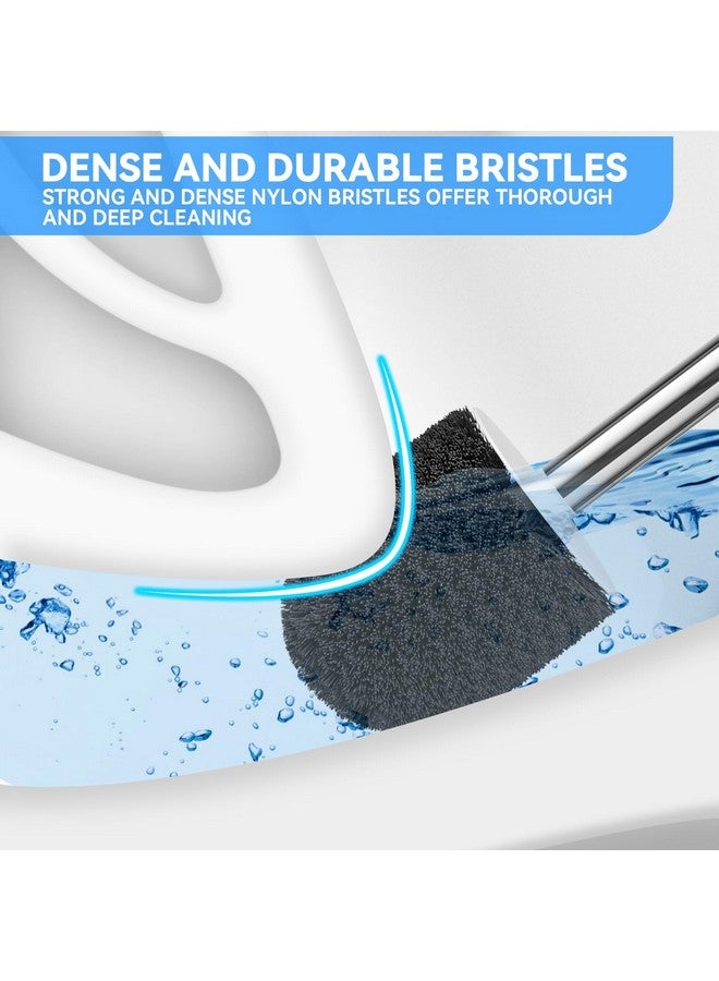 LOVLOY Toilet Brush, Toilet Brush and Holder with 304 Stainless Steel Handle, Space Saving Toilet Bowl Brush for Storage, Durable Bristles Toilet Scrubber for Bathroom Cleaning (1, White) - Image 2