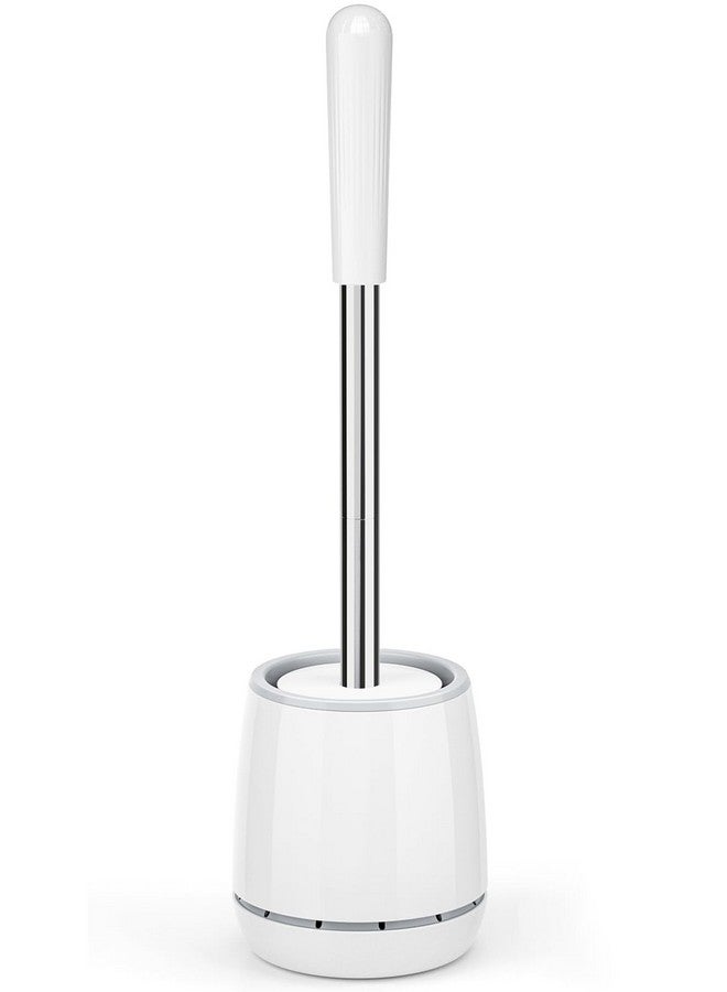 LOVLOY Toilet Brush, Toilet Brush and Holder with 304 Stainless Steel Handle, Space Saving Toilet Bowl Brush for Storage, Durable Bristles Toilet Scrubber for Bathroom Cleaning (1, White) - Image 1