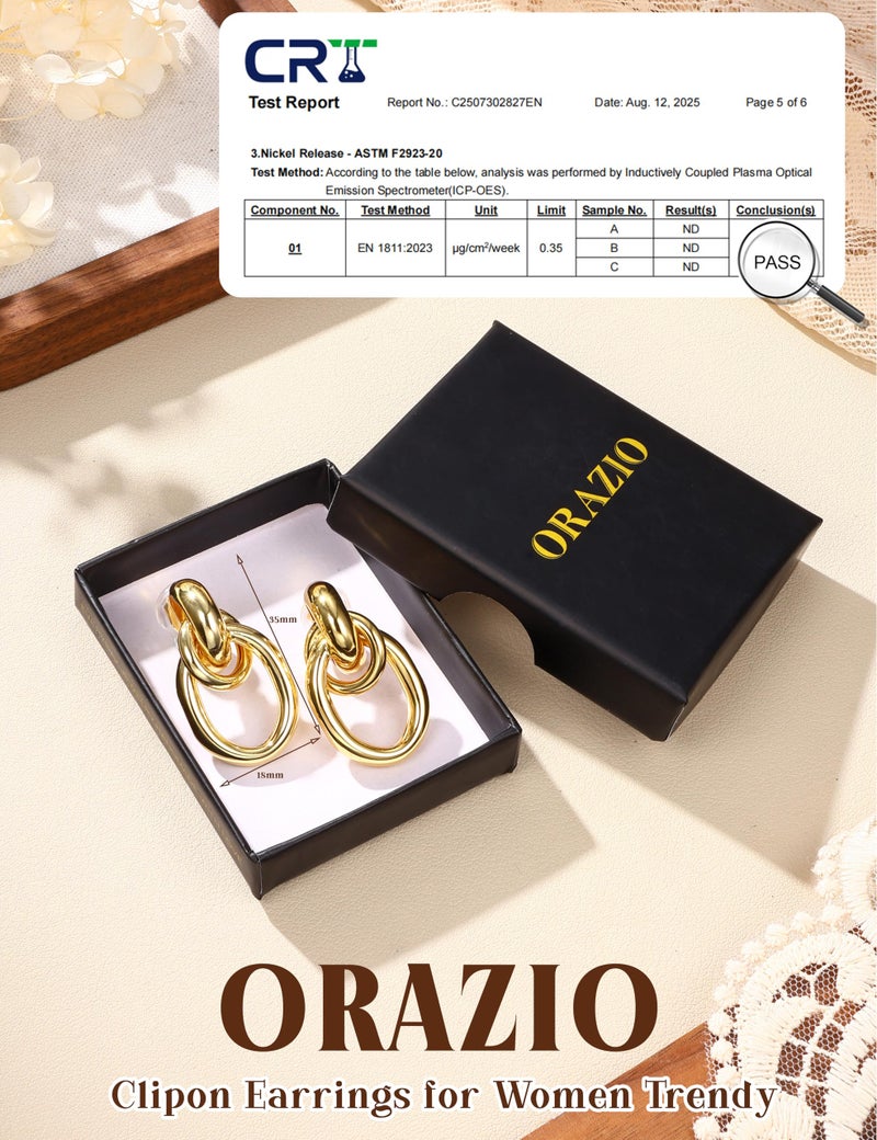 ORAZIO Clip On Earrings Women Geometric Statement Unique Non Pierced Earrings 14K Gold Plated Knot Chunky Drop Dangle Hoop Stud Clip-on Earrings for Women Trendy GS2 - Image 5