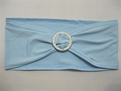 SheYang 50PCS Spandex Chair Sashes Bows Elastic Chair Bands with Buckle Slider Sashes Bows for Wedding Decorations (50PCS, Light Blue) - Image 2