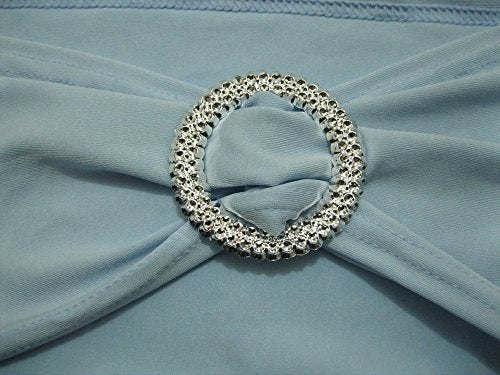 SheYang 50PCS Spandex Chair Sashes Bows Elastic Chair Bands with Buckle Slider Sashes Bows for Wedding Decorations (50PCS, Light Blue) - Image 3
