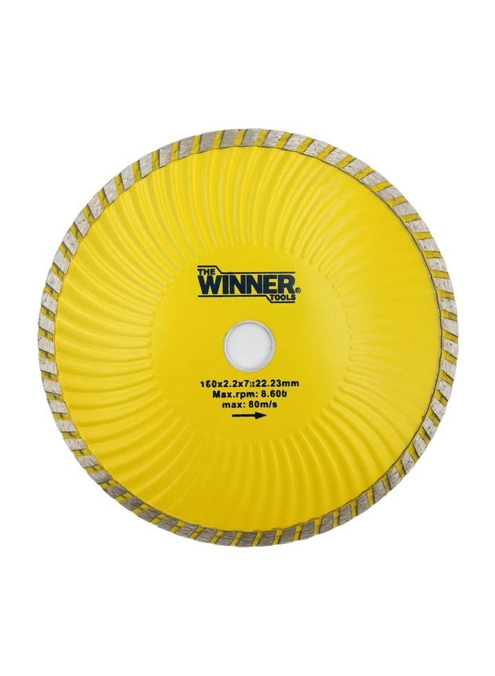 Winner Diamond Wheel Turbo Type Cutting Blade Long Life 180x2.6x7x22.23mm Max Rpm 8.600 Max:80m/s Winner 7049  - Image 3