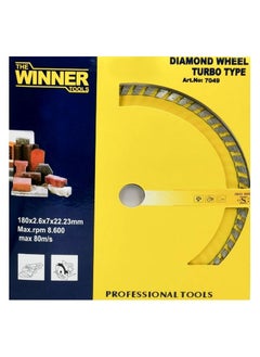 Winner Diamond Wheel Turbo Type Cutting Blade Long Life 180x2.6x7x22.23mm Max Rpm 8.600 Max:80m/s Winner 7049  - Image 5
