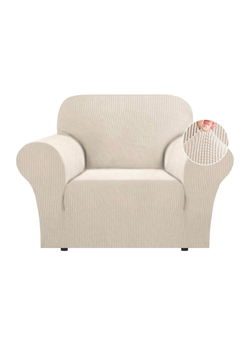 Flamingo P Flamingo P High Stretch Sofa Slipcover Non Slip Armchair Cover for Living Room Washable Pet Furniture Protector Covers with Elastic Bottom Thick Jacquard Fabric Small Biscotti Beige 
