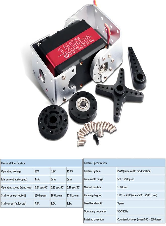 DIYmall 150KG RDS51150 High-Torque Metal Gear Robotic Digital Servo 270 Degree 12V Waterproof Double-Shaft RC Servo for Robot - Image 2