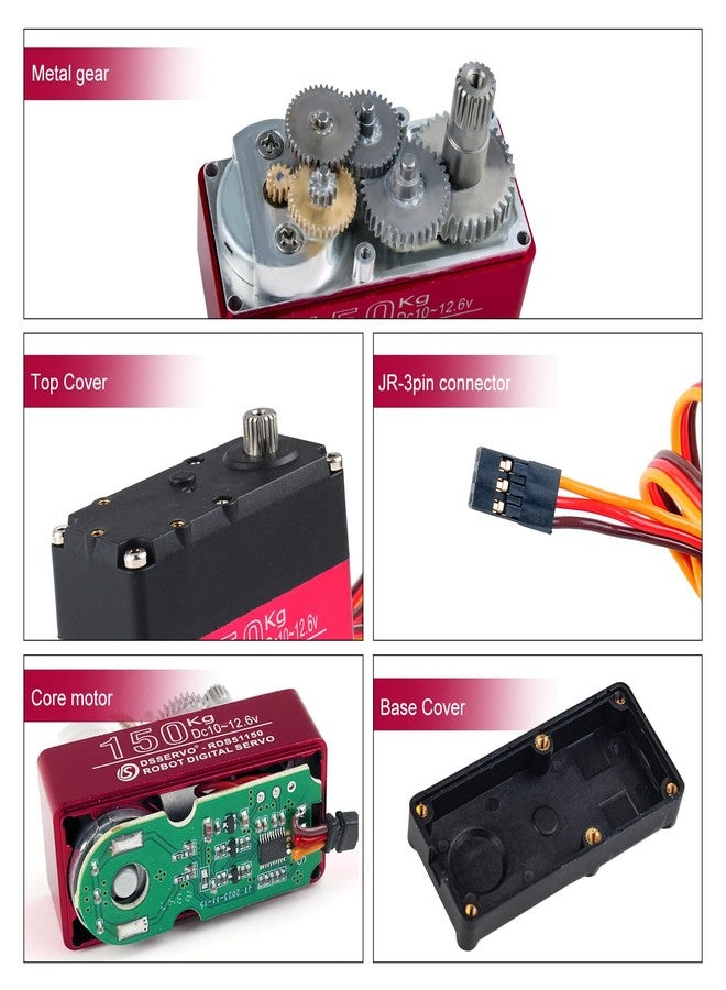 DIYmall 150KG RDS51150 High-Torque Metal Gear Robotic Digital Servo 270 Degree 12V Waterproof Double-Shaft RC Servo for Robot - Image 3