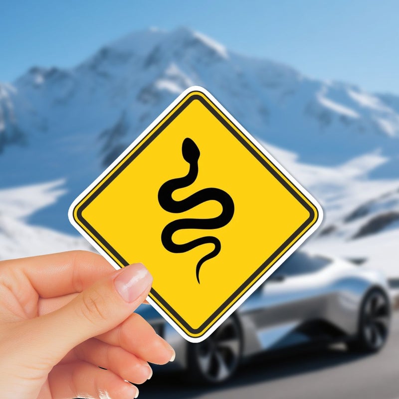Self Adhesive Snake Caution Sticker 5.04 Inch Decal For Vehicles Laptops Books - Image 1