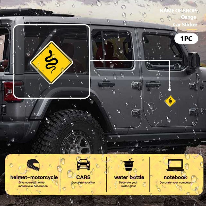 Self Adhesive Snake Caution Sticker 5.04 Inch Decal For Vehicles Laptops Books - Image 3