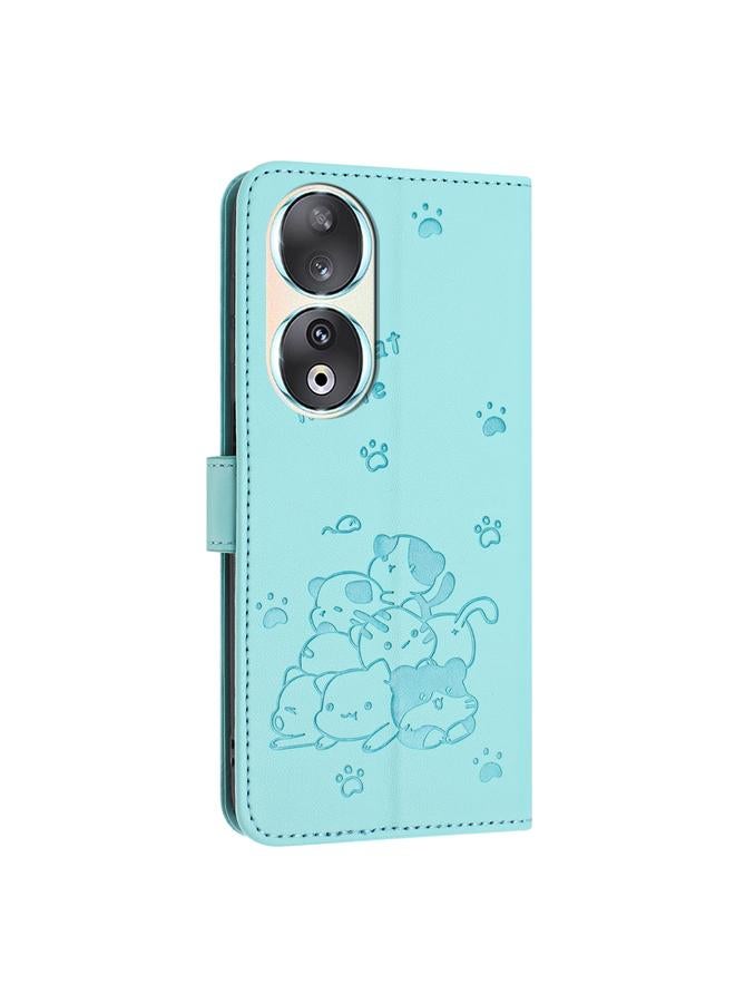 S-TOP Case For Honor 90 Embossed Kitten Phone Leather Case with Lanyard - Image 3