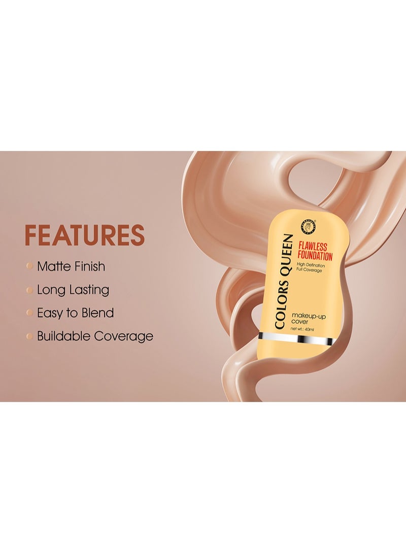 Colors Queen Flawless Makeup Cover Foundation – 06 Medium Beige, 40ml | Lightweight, Long Lasting Matte Foundation | Liquid Foundation for Face Makeup Enriched with Jojoba Seed Oil & Niacinamide - Image 3