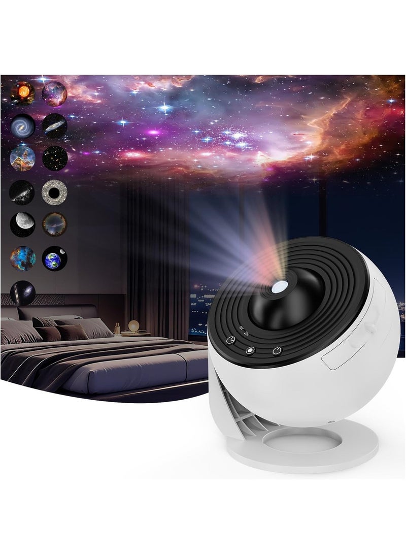 HASHONE جهاز عرض المجرة 12 في 1، جهاز عرض النجوم، ضوء ليلي مع النظام الشمسي، الأبراج، القمر، قبة فلكية LED دوارة 360 درجة، مناسب لغرفة النوم، المسرح المنزلي، ديكور للأطفال والكبار - Image 1