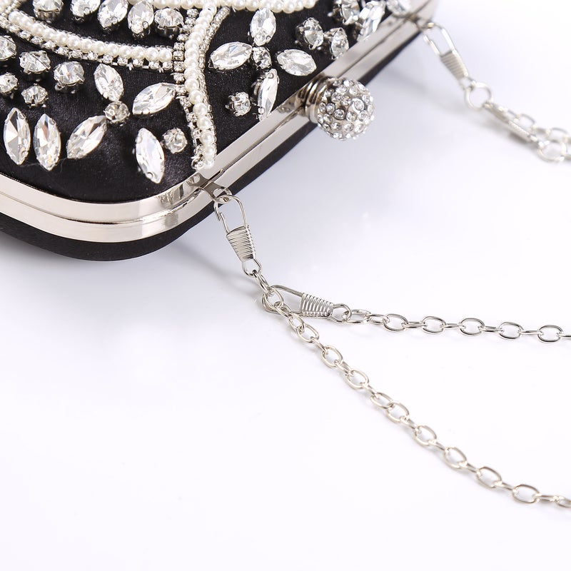 New Diamond-Embedded Evening Bag Handmade Beaded Embroidered Banquet Clutch Round Diamond Buckle Evening Bag Factory - Image 4