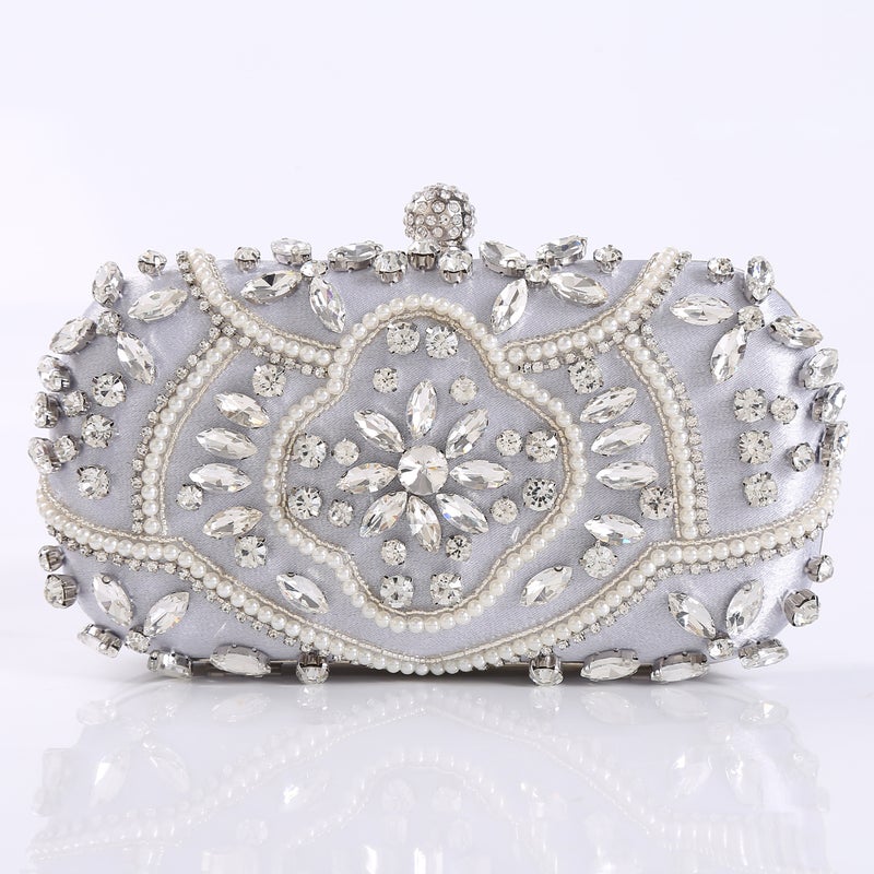 New Diamond-Embedded Evening Bag Handmade Beaded Embroidered Banquet Clutch Round Diamond Buckle Evening Bag Factory - Image 1