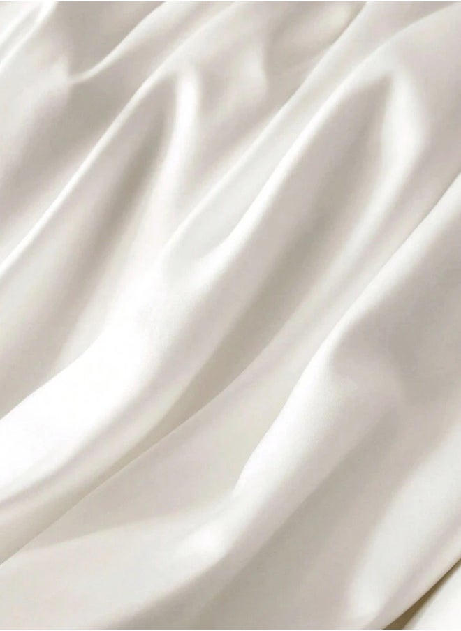 LUNA Home 6Piece Silk Satin King Size Duvet Cover Set Solid White  - Image 3
