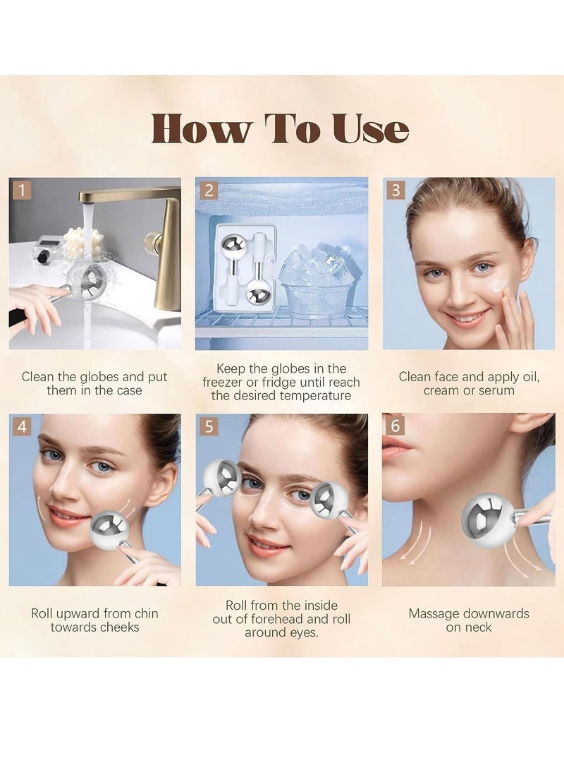general 360 Rotating Ice Globes for Face, Unbreakable Stainless Steel Cryo Globes with Carry Case, Ideal Skincare Cryo Sticks, Ice Roller Ball for Face & Eyes Puffiness Relief - Image 5