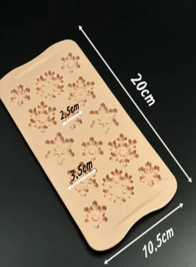 Skytail 14 Cavity Christmas Silicone Snowflake Chocolate Mold 3D Snowflake Shape for Chocolate Candy Xmas Cake Decoration Cupcake Topper Fondant Gummy Jelly Sugarcraft Gumpaste Clay Mold - Image 2