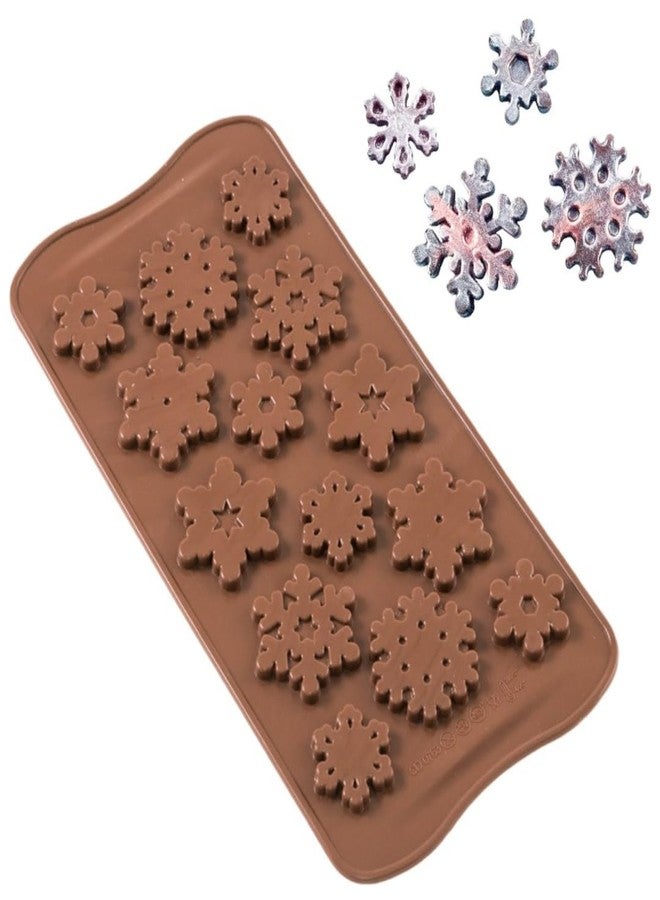 Skytail 14 Cavity Christmas Silicone Snowflake Chocolate Mold 3D Snowflake Shape for Chocolate Candy Xmas Cake Decoration Cupcake Topper Fondant Gummy Jelly Sugarcraft Gumpaste Clay Mold - Image 1