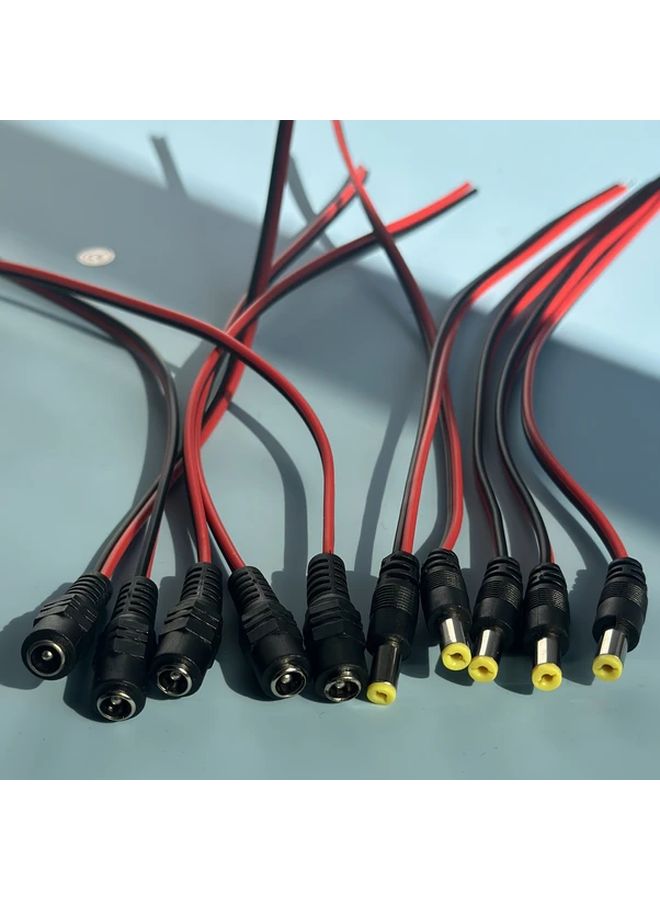 5 أزواج 2 1مم × 5 5مم محول كابل سلك مقبس دبوس طاقة تيار مستمر لكاميرات المراقبة - Image 4