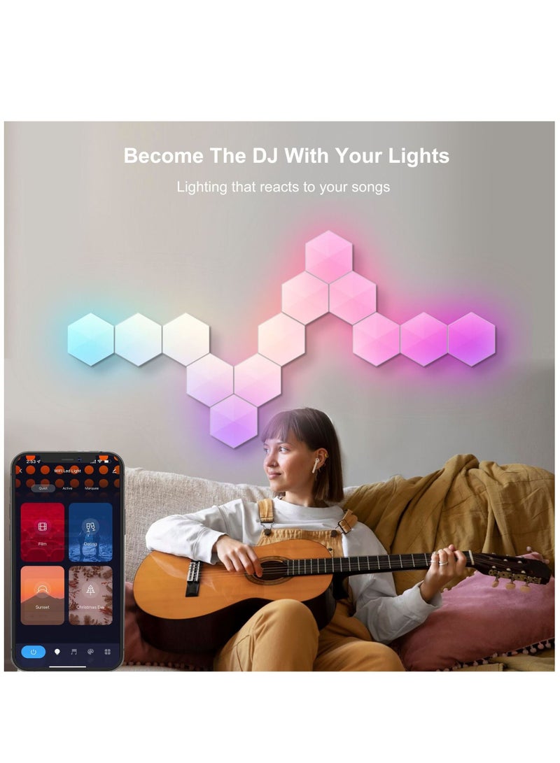 Arabest إضاءة محيطة للألعاب، لوحة إضاءة ذكية غريبة خلفية حائط إضاءة كمية، جهاز تحكم عن بعد لشمعدان غرفة النوم على شكل خلية نحل - Image 5