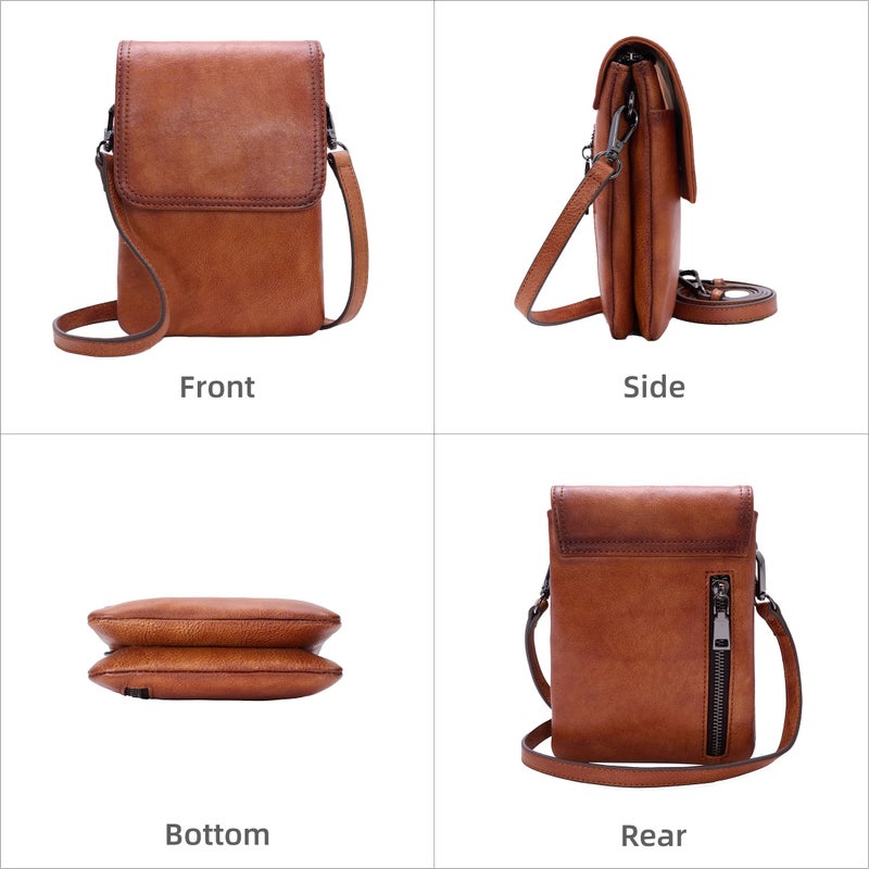 Iswee Small Purses for Women Crossbody Handbag Phone Purse Brown Cross Body Bag Shoulder Phone Wallet with Card slots (Light Brown) - Image 5