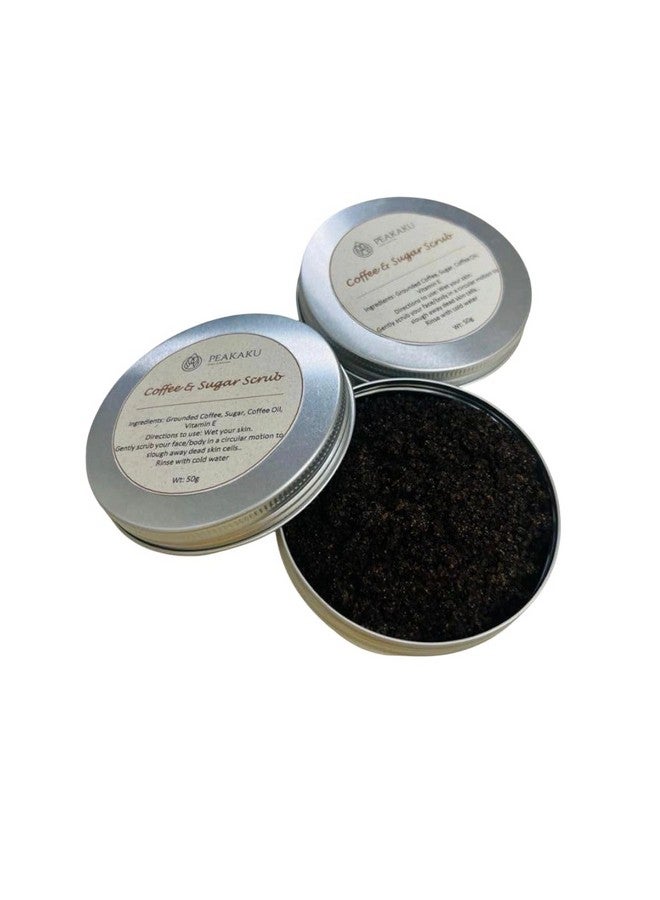 Peakaku Coffee and Sugar Scrub - 50g | Natural Exfoliation for Smooth, Glowing Skin | Gentle Paraben-Free, SLS-Free Exfoliant for Nourished Skin | Skin-Friendly for All Skin Types (Pack of 2)
