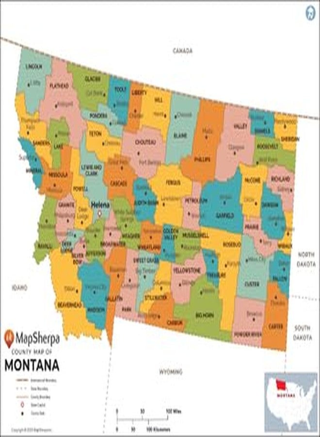 MapSherpa Montana Counties Map - Poster - 33.75 x 27 inch Poster - Front Lamination - Image 2