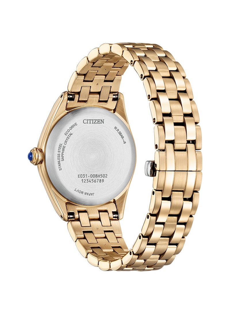سيتيزن Eco-Drive Women’s Watch EM1143-81X, 33 mm Light Blue Dial, Gold-Tone Stainless Steel Case & Bracelet, 50 m WR - Image 3