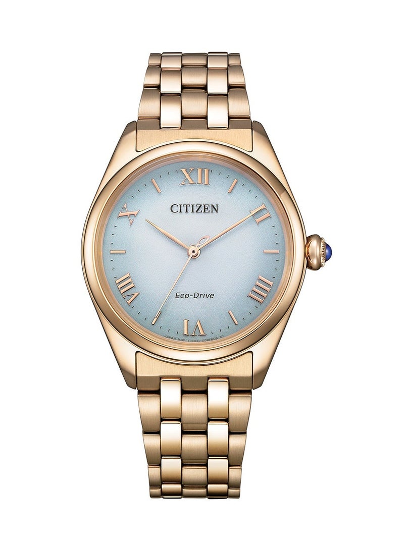 سيتيزن Eco-Drive Women’s Watch EM1143-81X, 33 mm Light Blue Dial, Gold-Tone Stainless Steel Case & Bracelet, 50 m WR - Image 1