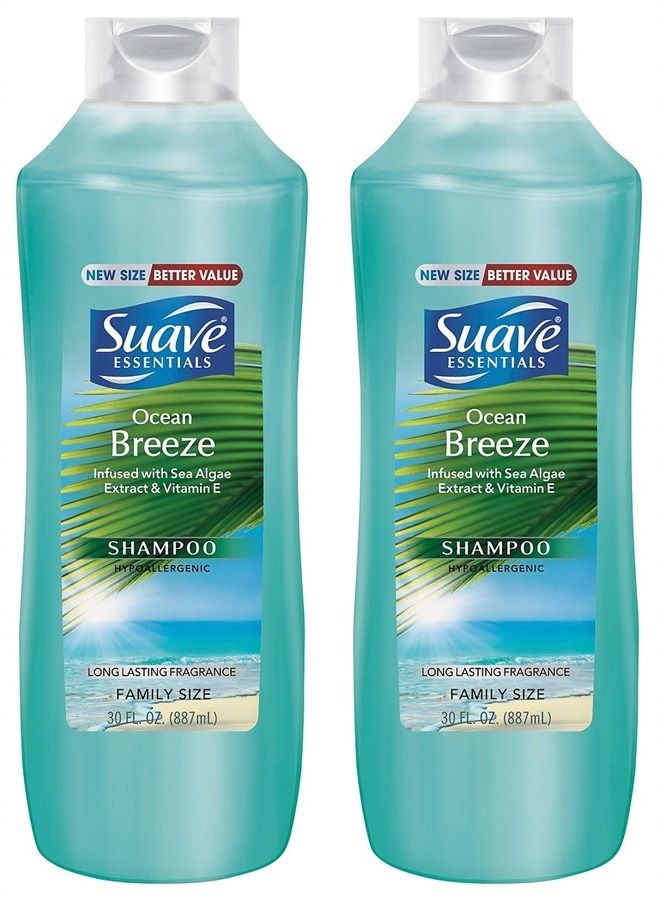 Suave Essentials Shampoo - Ocean Breeze - Family Size - Net Wt. 30 FL OZ (887 mL) Per Bottle - Pack of 2 Bottles - Image 1