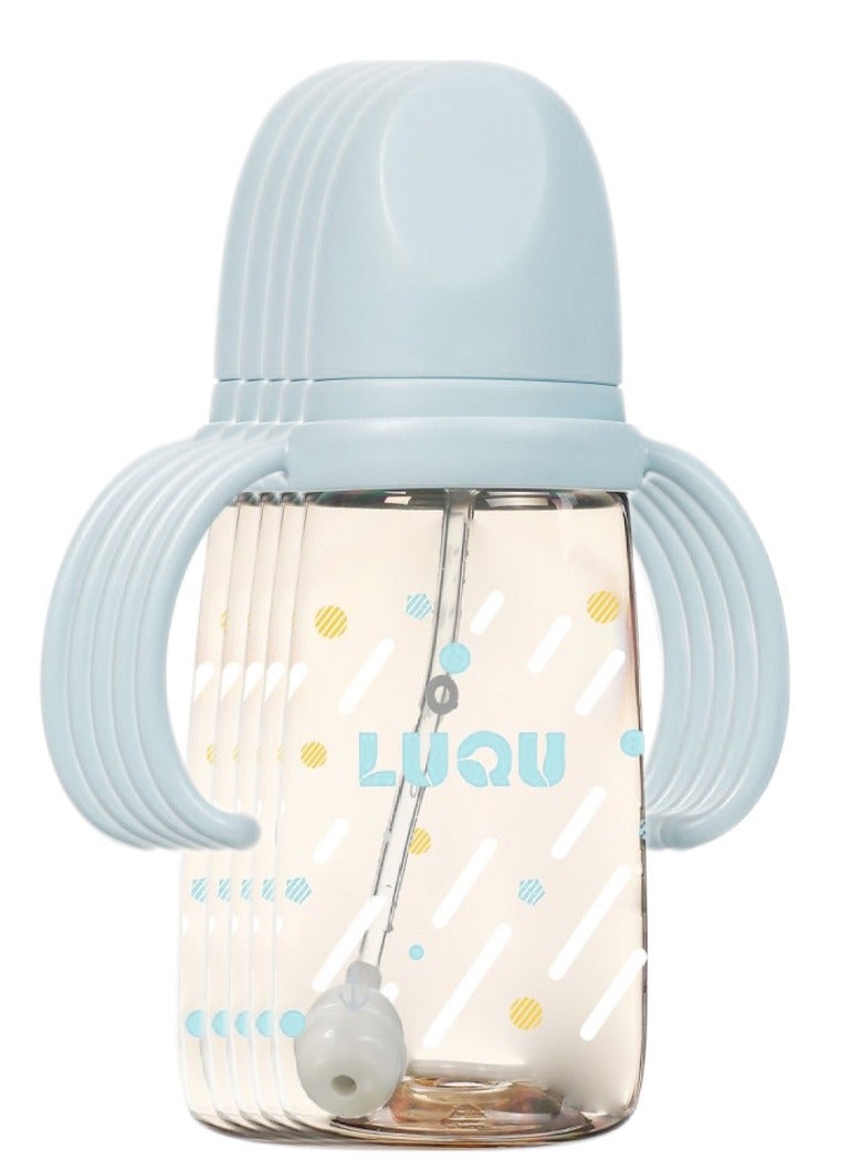 LuQu Feeding Bottle PPSU With Handle-200ml-Blue-Pack of 5 - Image 1