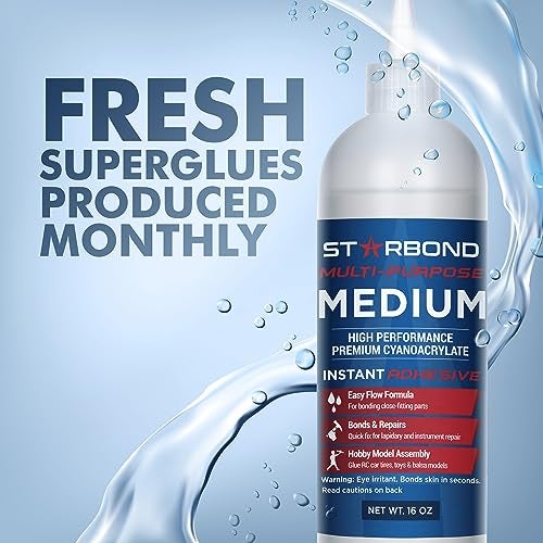 Starbond Premium Grade Cyanoacrylate (CA) Medium Super Glue by Starbond - 16 oz. Complete Refill KIT (453g) - with Extra Bottles, Caps, Microtips - for Woodturning, Pen Turning, Hobby, Lapidary, Acrylic Nails - Image 2