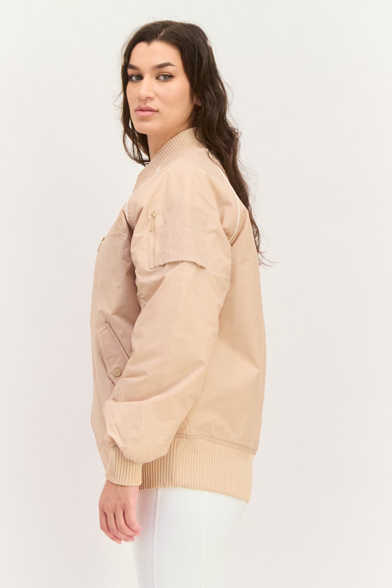 adidas Originals Women Sportswear Fit Long Sleeve Outdoor Jackets, Beige  - Image 2