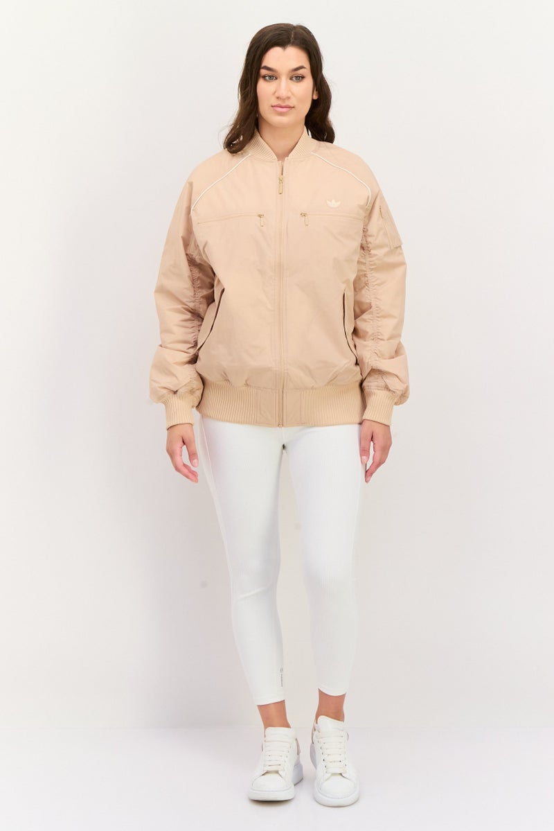 adidas Originals Women Sportswear Fit Long Sleeve Outdoor Jackets, Beige  - Image 4
