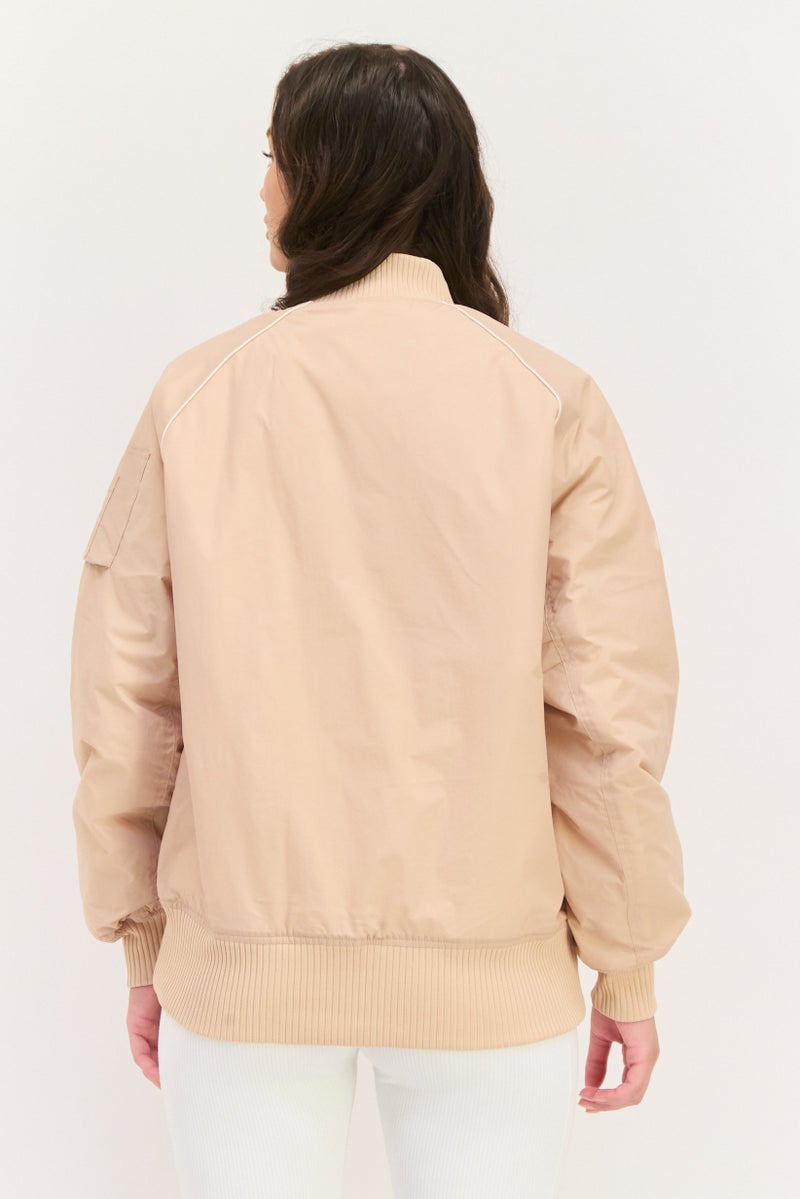 adidas Originals Women Sportswear Fit Long Sleeve Outdoor Jackets, Beige  - Image 3