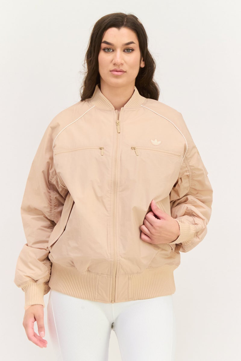 adidas Originals Women Sportswear Fit Long Sleeve Outdoor Jackets, Beige  - Image 1