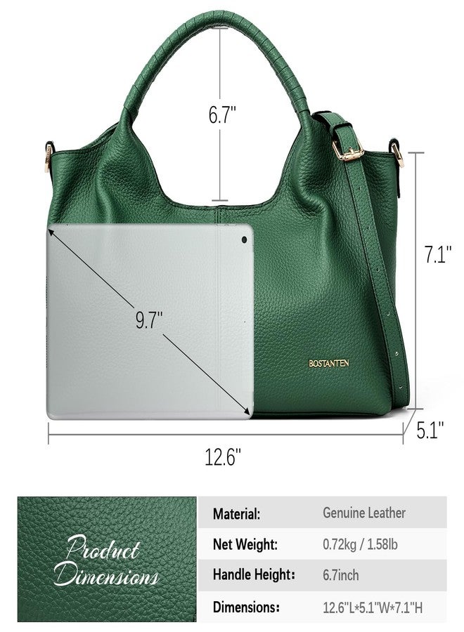 BOSTANTEN Genuine Leather Purses for Women Designer Handbags Crossbody Shoulder Bags Top Handle Satchel with Adjustable Strap (Dark green) - Image 4