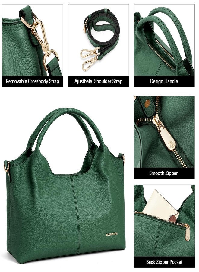 BOSTANTEN Genuine Leather Purses for Women Designer Handbags Crossbody Shoulder Bags Top Handle Satchel with Adjustable Strap (Dark green) - Image 5