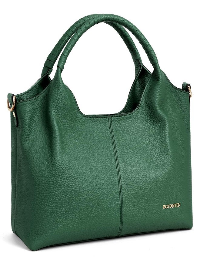 BOSTANTEN Genuine Leather Purses for Women Designer Handbags Crossbody Shoulder Bags Top Handle Satchel with Adjustable Strap (Dark green) - Image 1