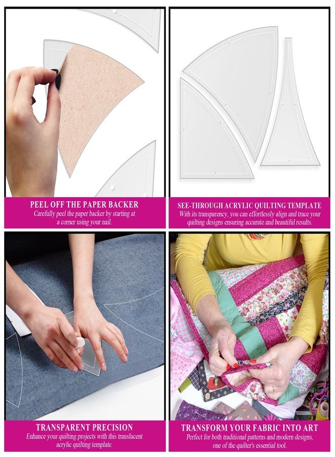LaserThing Winding Ways Acrylic Quilting Template 12" Block - Made of Durable 1/8" Clear Acrylic - 1/4" Seam Allowance with Marks for Accurate Piecing - Made in USA - 3 Piece Set - Image 5