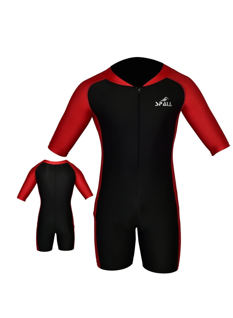 Spall Kids One Piece Short Sleeve Swimsuit for Boys & Girls | UV Protection Full Body Swimwear | Comfortable, Quick-Dry Bathing Suit for Beach, Pool, Surfing, and Water Activities - Image 4
