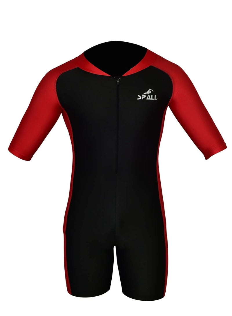 Spall Kids One Piece Short Sleeve Swimsuit for Boys & Girls | UV Protection Full Body Swimwear | Comfortable, Quick-Dry Bathing Suit for Beach, Pool, Surfing, and Water Activities - Image 1