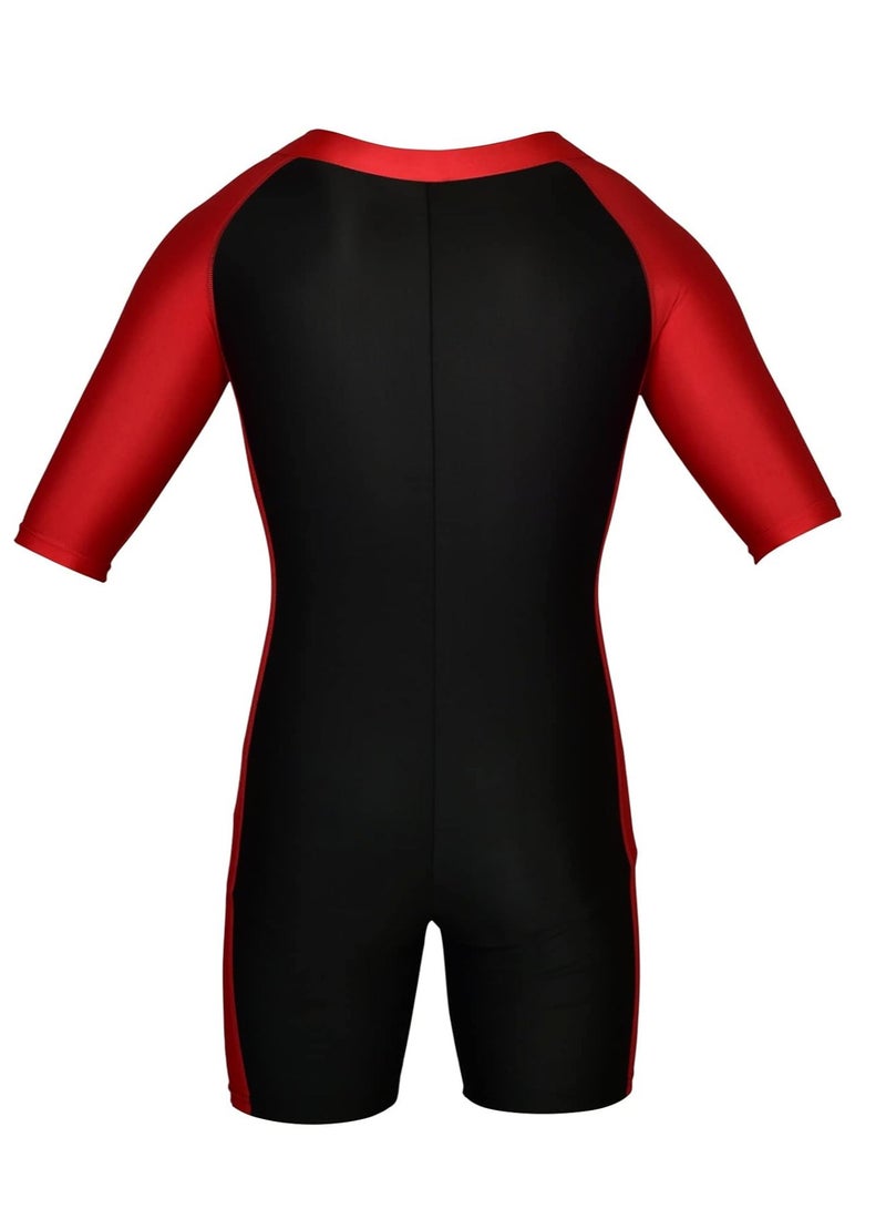 Spall Kids One Piece Short Sleeve Swimsuit for Boys & Girls | UV Protection Full Body Swimwear | Comfortable, Quick-Dry Bathing Suit for Beach, Pool, Surfing, and Water Activities - Image 3