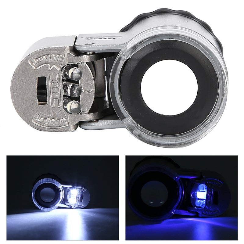 50X Microscope Magnifier Mini Portable with LED Currency Detecting Light for Jewelry Appraisal - Image 1